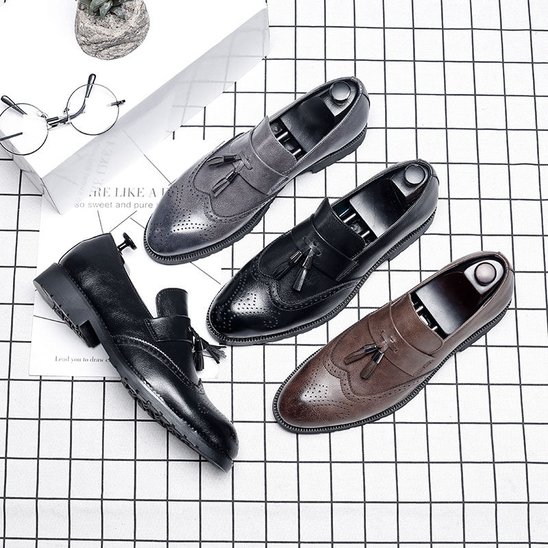 Summer breathable bean shoes male trend of English Han version Sulefu shoes one foot, brook flower leather shoes