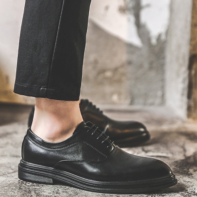 Shoes men summer business dress in British wind rises leisure black young married groom suit shoes