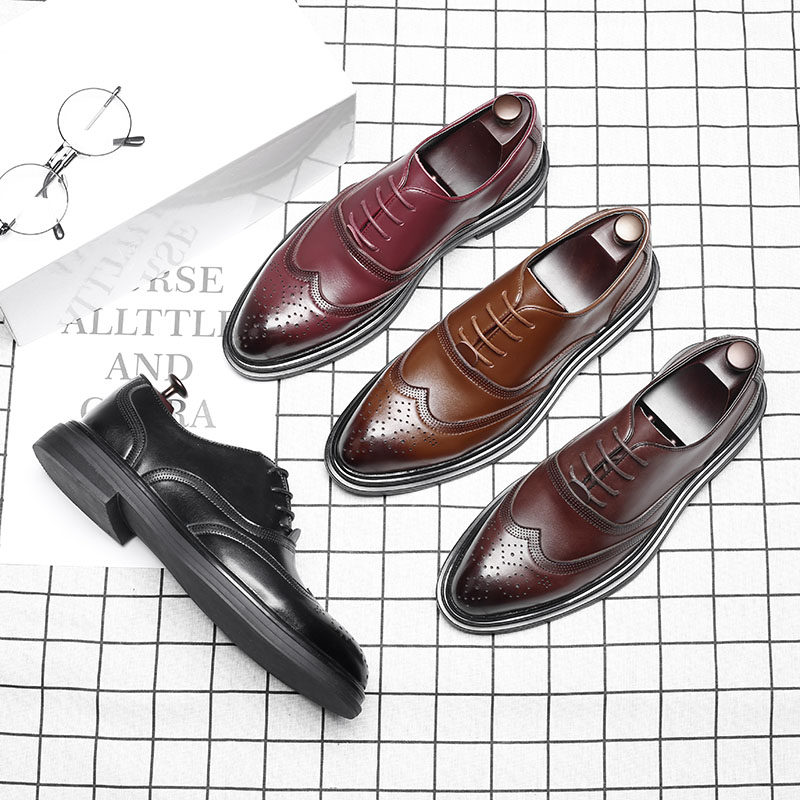 Summer new genuine leather shoes Men's Korean version breathable Inlenbuloch Shoes Men's Pointy Business Casual Leather Shoes