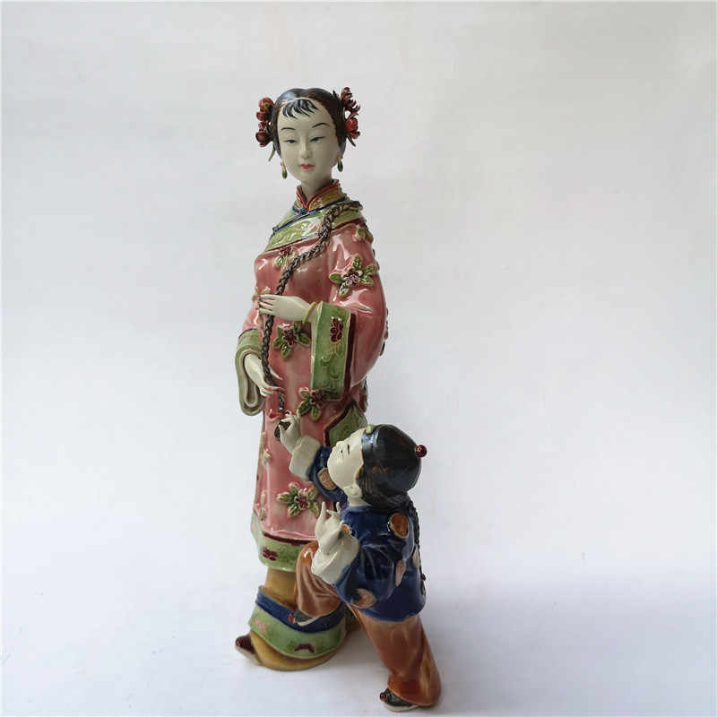 中国 石湾陶器 林乃河 在銘 人物像 陶器置物 中国美術 中国美術 中国