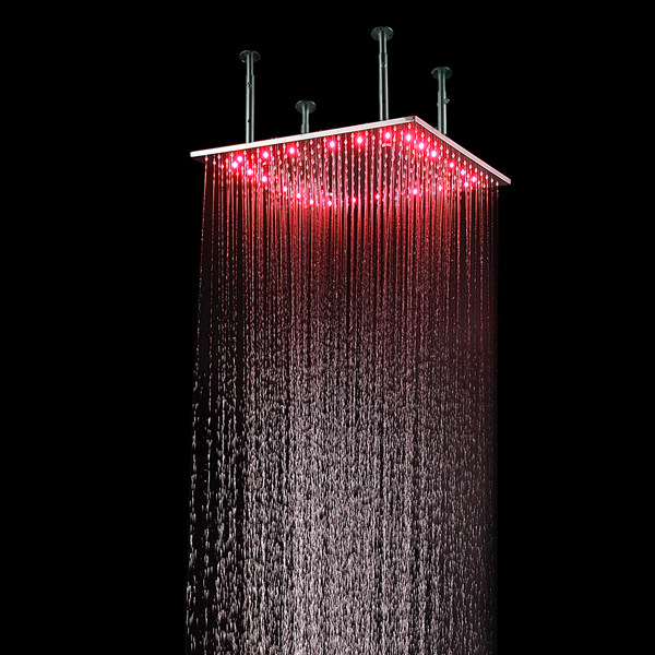 YJB bathroom LED temperature-controlled glow discoloration hidden shower nozzle 20 inch 304 stainless steel wire drawing shower nozzle