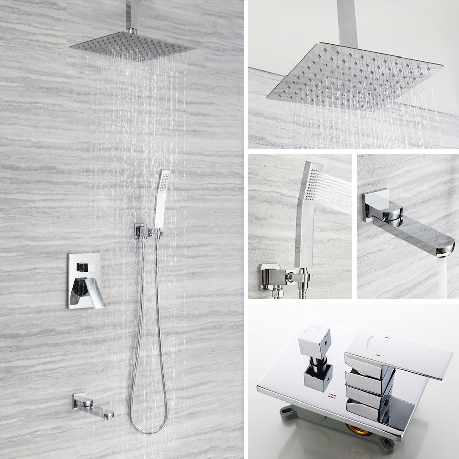 Suspended Ceiling Ceiling Overhead Shower Shower Kit Double Cut One-piece Ultra-thin Explosion-Proof Shower Concealed Anti-collision Faucet