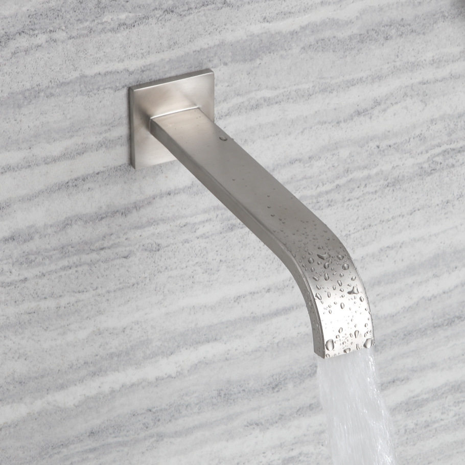 YJB Wire Drawing Cylinder Side Tap Square Fillet Water Outlet Nozzle Shower Shower Shower Accessories 304 Stainless Steel Bathtub Tap