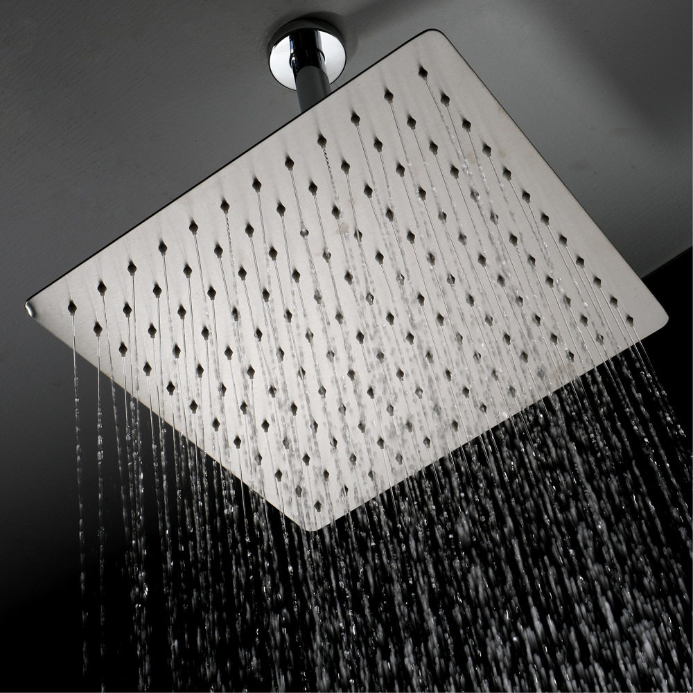 Wire drawing matt resistant to dirty shower Flower sprinkled stainless steel 12 inch square ultra-thin shower swimming pool bath shower nozzle
