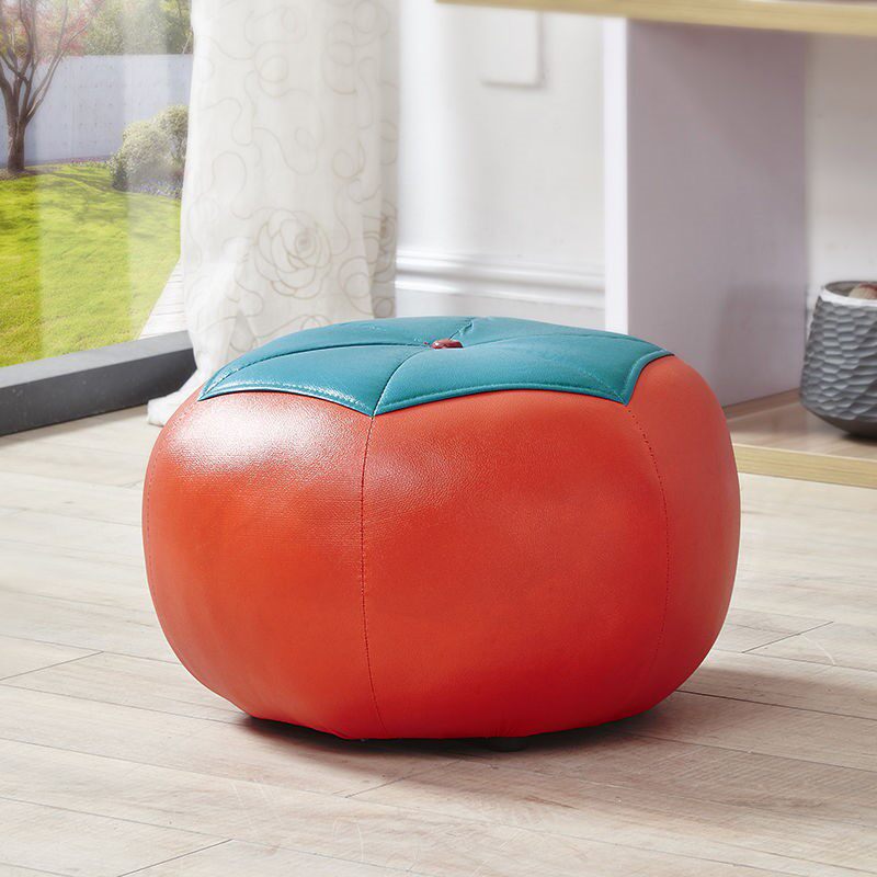 Small leather stool round stool Cartoon small leather pier cute and creative round stool short stool sofa stool for changing shoes stool tea table footed stool
