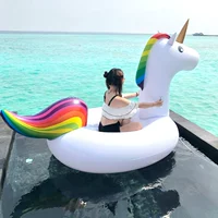 Rainbow Unicorn Air Đệm Bơi Vòng làm dày Nước đi xe lướt sóng Đôi biển nổi bơm hơi phao tay bơi cho bé