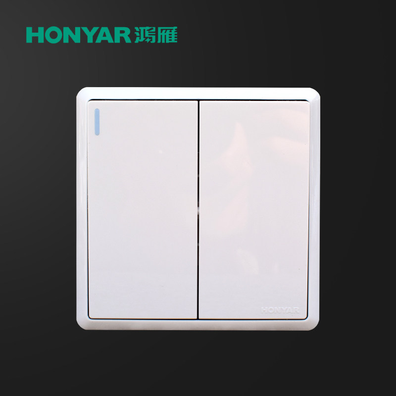 Hongyan two-open large plate double-cut with fluorescent large rocker double switch 86-type panel X1 Heya series