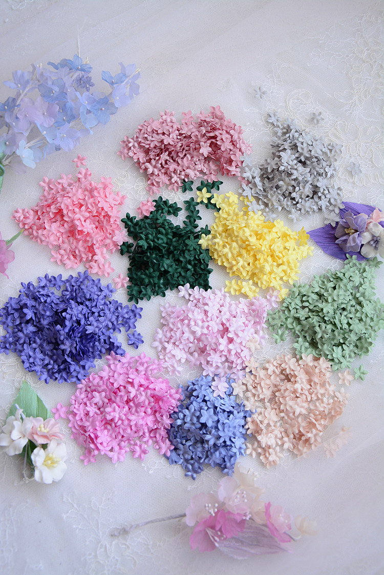 DIY Handgemachte 3D-Blumen Hochzeitskleid-Materialien, Pyrographisches Jeansgarn, Kopfbedeckungsmaterialien, 45 Farben, 100-200 Stück, RS1968 – Detail 12
