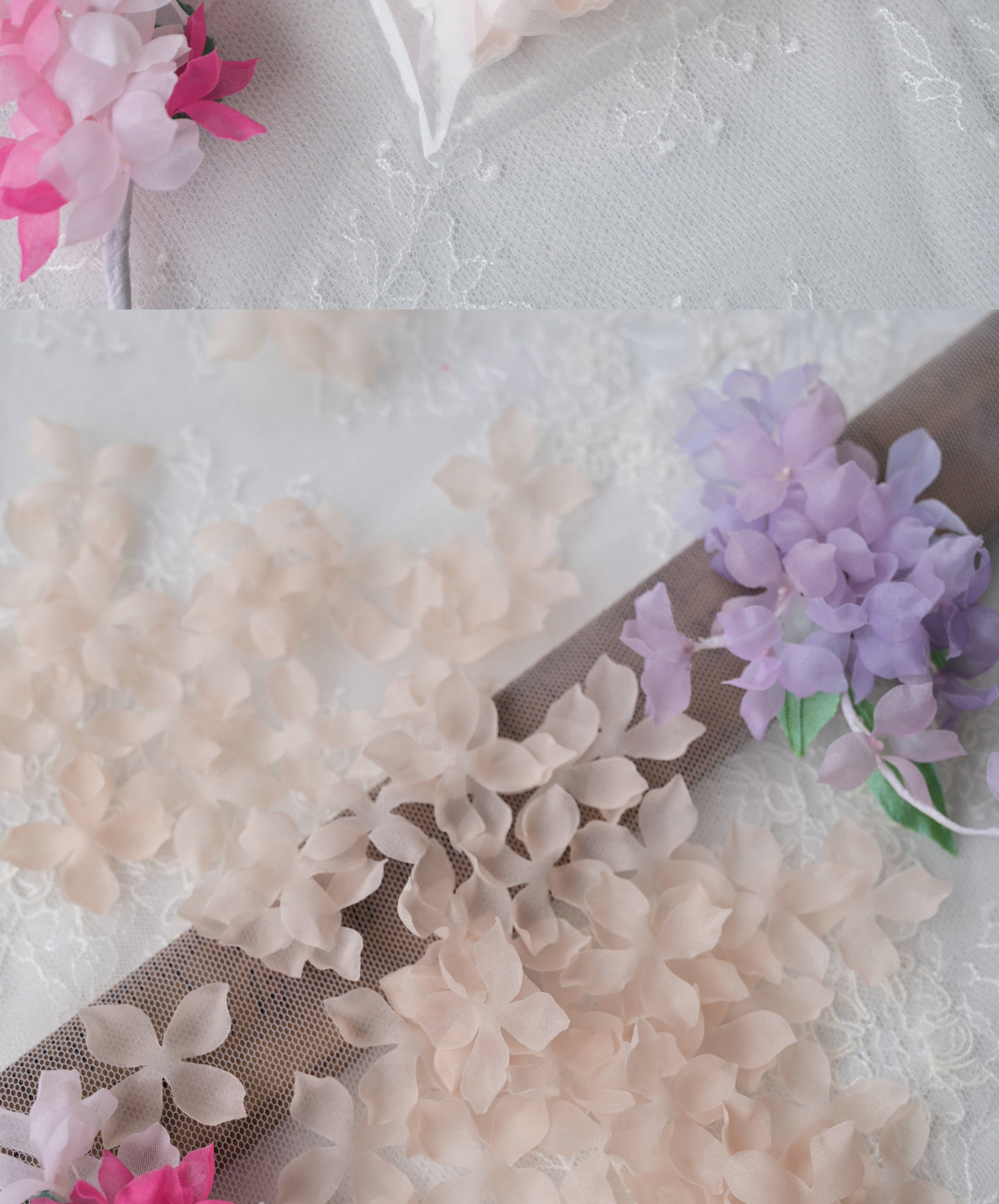 100 Stück. DIY Handgemachtes 3D-Blumenmaterial für Hochzeitskleider, Pyrographie- und Jeansgarn, Materialien für Kopfbedeckungen, Weiß und Rosa, RS247 – Detail 31