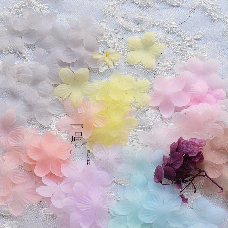 Semi-transparent fairy three-dimensional embossed tulle flower wedding dress Bridal veil material 5 petals flower accessories