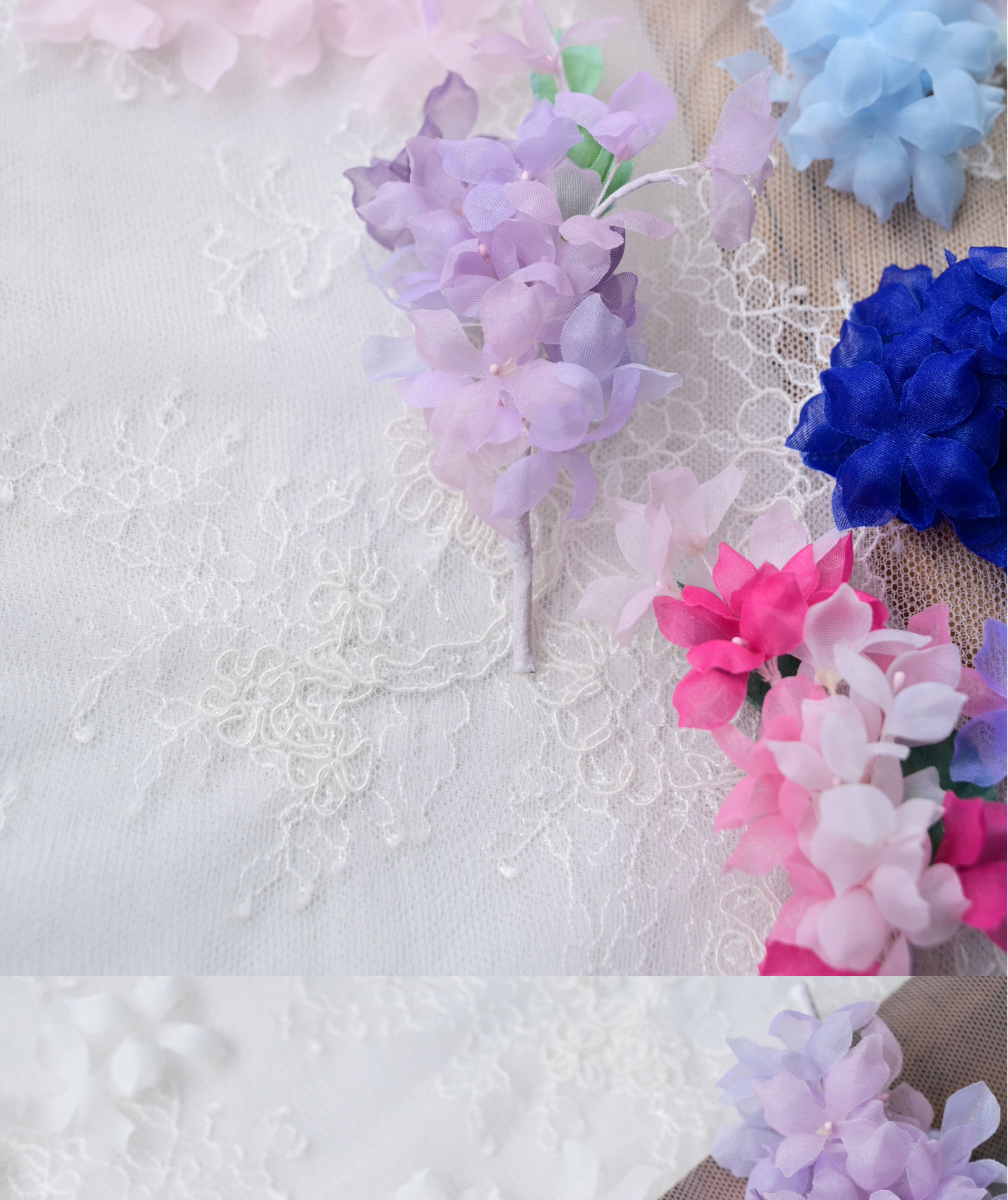 100 Stück. DIY Handgemachtes 3D-Blumenmaterial für Hochzeitskleider, Pyrographie- und Jeansgarn, Materialien für Kopfbedeckungen, Weiß und Rosa, RS247 – Detail 18