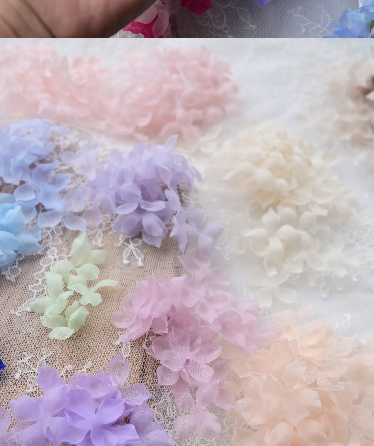 100 Stück. DIY Handgemachtes 3D-Blumenmaterial für Hochzeitskleider, Pyrographie- und Jeansgarn, Materialien für Kopfbedeckungen, Weiß und Rosa, RS247 – Detail 14