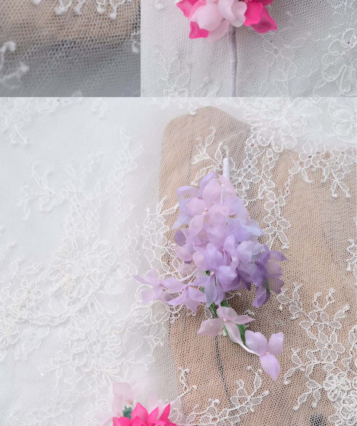 100 Stück. DIY Handgemachtes 3D-Blumenmaterial für Hochzeitskleider, Pyrographie- und Jeansgarn, Materialien für Kopfbedeckungen, Weiß und Rosa, RS247 – Detail 7
