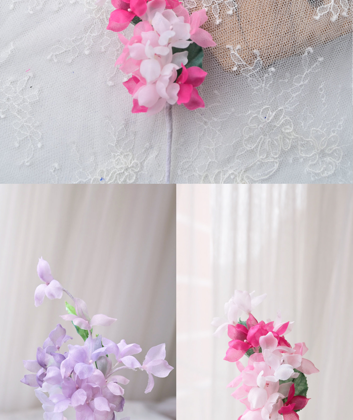 100 Stück. DIY Handgemachtes 3D-Blumenmaterial für Hochzeitskleider, Pyrographie- und Jeansgarn, Materialien für Kopfbedeckungen, Weiß und Rosa, RS247 – Detail 8