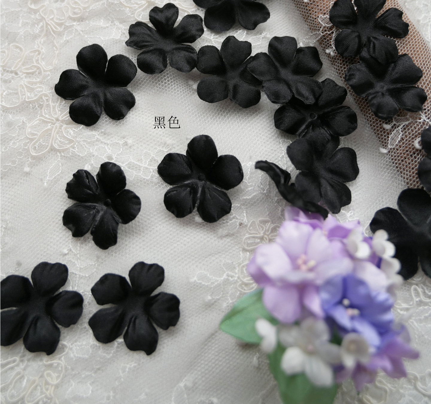 100 Stück Mehrfarbige DIY Handgemachte 3D-Organza-Blumen für Hochzeitskleider, Schleier, Mini-Blumen, Babykleidung, Bastelmaterialien 3CM RS4035 – Detail 40