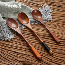 Creative wooden spoon household wooden rice spoon small wooden spoon children solid wood spoon tableware spoon wooden fork spoon spoon spoon spoon spoon