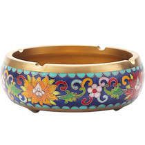 Cloisonne large pure copper ashtray new Chinese style home living room office light luxury high-end creative retro personality