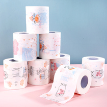 Color printed paper towel roll paper with core embossing home affordable hollow cute cartoon hand paper roll toilet paper