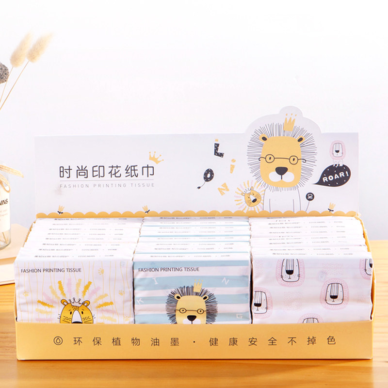 Pure wood puree Carry-on fashion printed tissue paper bag square portable belt extraction Portable pattern cute removable toilet paper