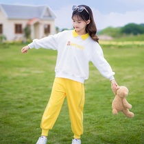 Girls suit Spring and autumn clothes 2022 new Korean version of the Korean Air Childrens Tennis Red Fashionable Necropolis Girl Sport Two Sets