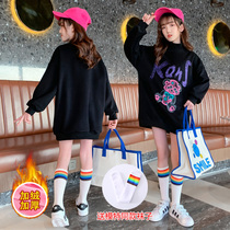 Girl gush high neckline sweatshirt 2021 foreign air new CUHK children Autumn Winter Children Thickened Girls Long Beat Undershirt