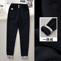 Girl Plus Suede Thickened Jeans CUHK Child Korean Version Magic Pants Child Autumn Winter Girl Body Suede Body Suede Pants