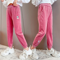 Girl Light Wick Suede Pants Spring Dress 2022 New Ocean Gas Children Casual Pants Girl Great Kid Spring Autumn Trousers