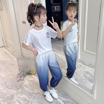 Girl Suit Summer Thin 2021 New Fashion Sports Great Boy Short Sleeve Foreign Air Children Summer Clothing Two Sets Clothes