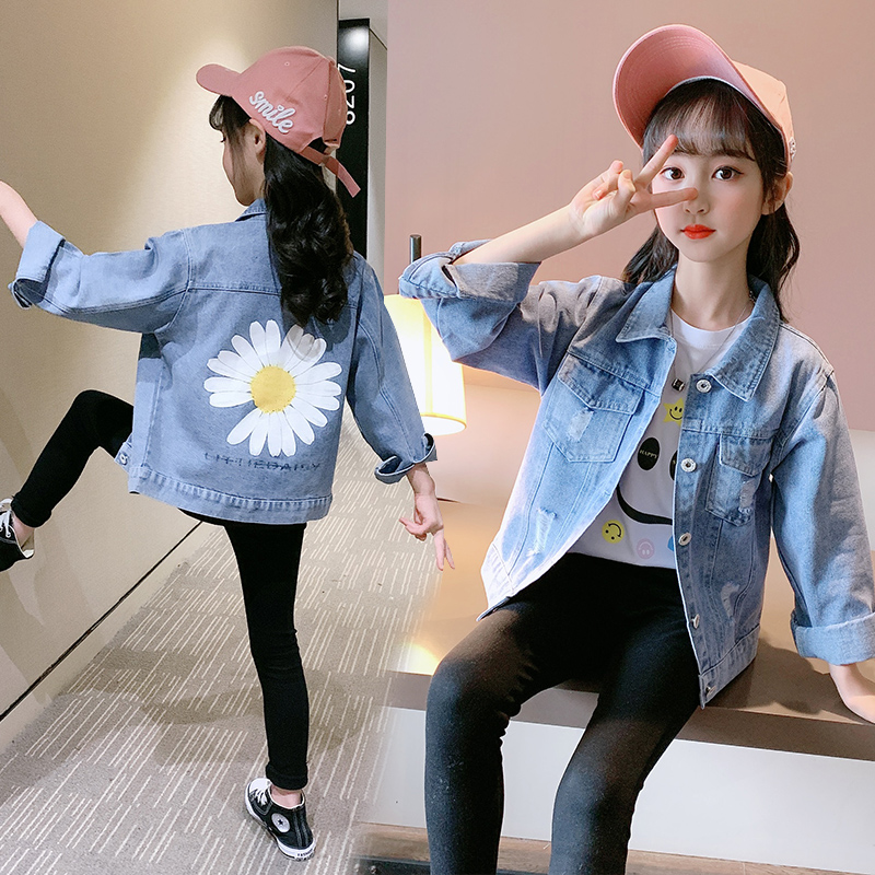 Girls denim jacket spring and autumn 10-year-old little girl 6 middle and large children 9 Korean version of the foreign school 12 autumn children's fashion top