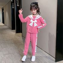 Girl Spring Clothing Suit 2022 New Childrens Net Red Ocean Clothing CUHK Child Spring Autumn Season Han Edition Two Sets Eben