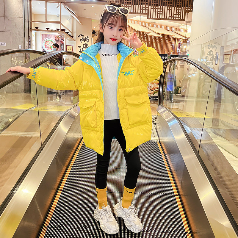 Girls' down padded jackets 2021 new winter clothes Western style middle-aged children's padded jackets children's thickened padded jackets Korean version of the tide