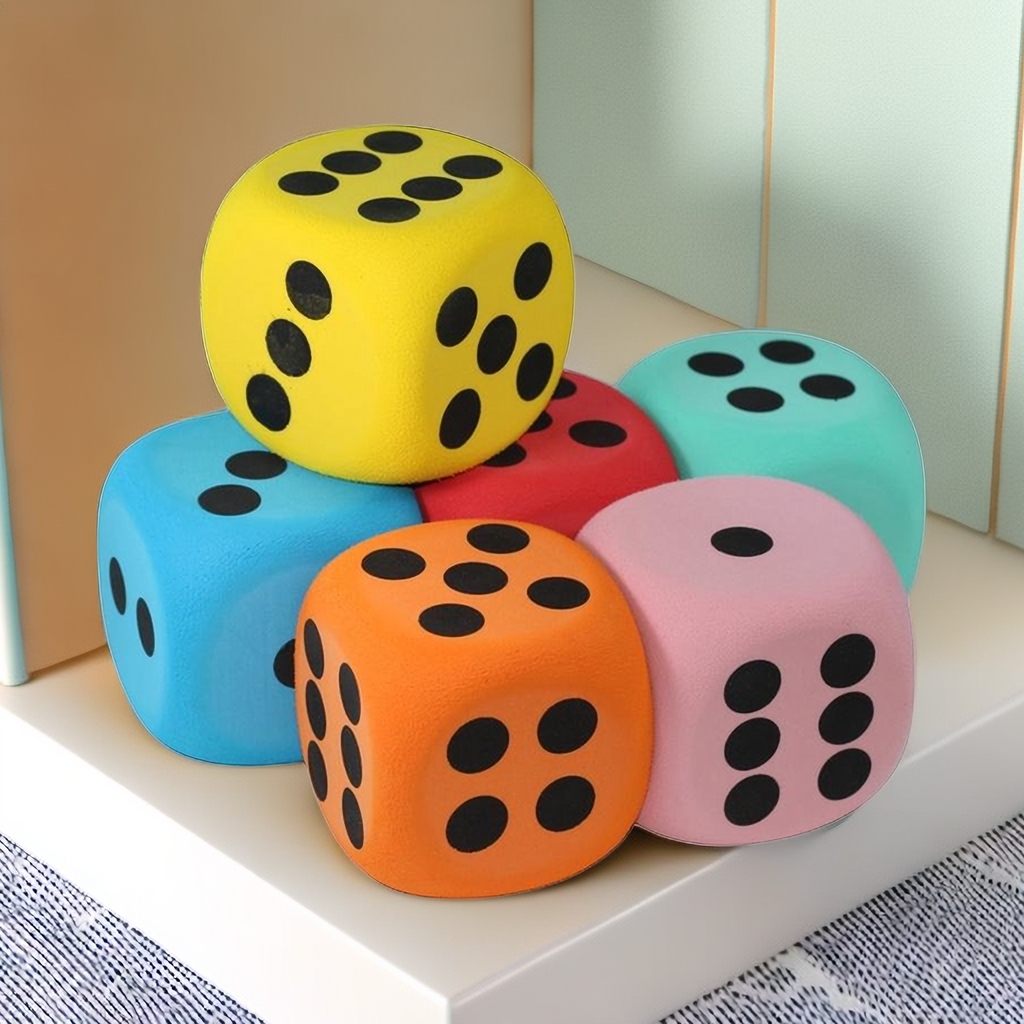 Rounded Corner Points Dice Six Sides Fun Color Son Children Teaching Aids Toy Prop Foam Block Sieve big number 8cm-Taobao