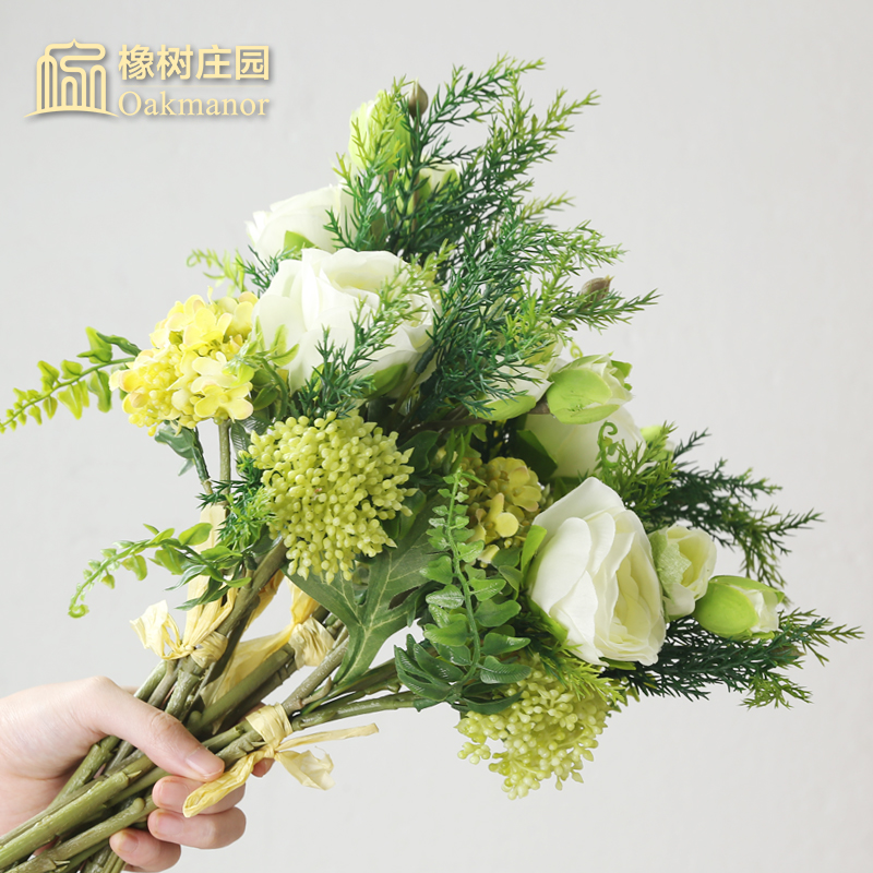 Nordic Creative Rose Simulation Flowers Fake Flower Pendulum Pieces Living-room Table Furnishing Wedding Hand Holding Flower TV Cabinet Decorated Flowers