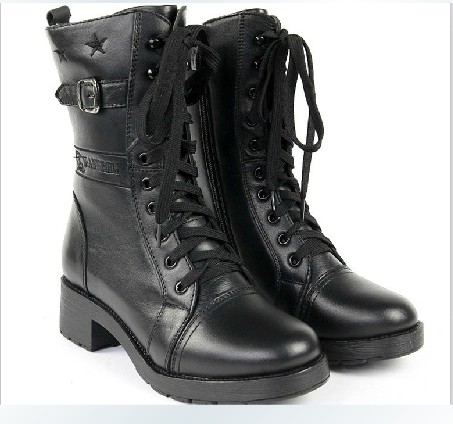Women's boots Martin boots ladies leather cotton boots fighting boots leather cotton shoes