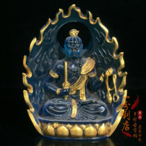 Antique Tibetan Chuan Fufuzun old glazed immovable Mingwang Buddha statue worship table ornaments