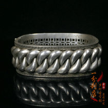 Ancient play collection Old silver bracelet hollowed-out square bracelet Nepal Tibetan silver old objects with opening bracelets female hand rings