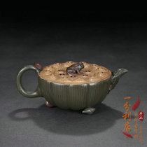 Yixing purple sand early pot famous Jiang Rong style original sand mud hand-painted frog lotus seed pot tea set purple sand pot