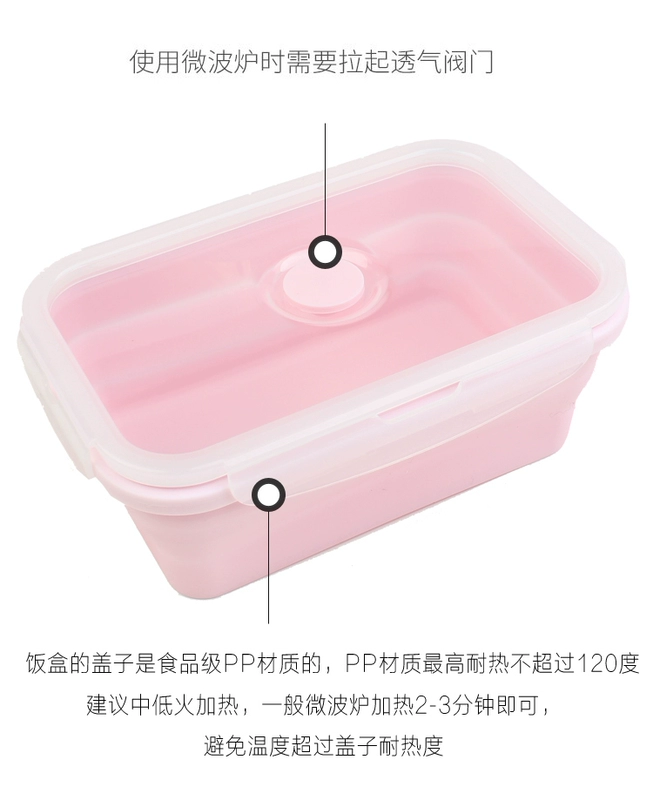 Hộp cơm trưa có thể gập lại bằng silicon Hộp cơm trưa lò vi sóng dã ngoại ngoài trời Hộp cơm trưa trái cây tươi - Hộp cơm điện sưởi ấm cà mên điện