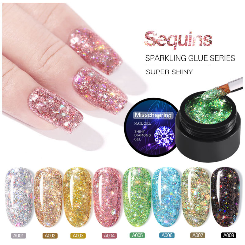 Nail art flash diamond glue Super shiny sheet nail polish new popular color glitter UV light therapy glue special price