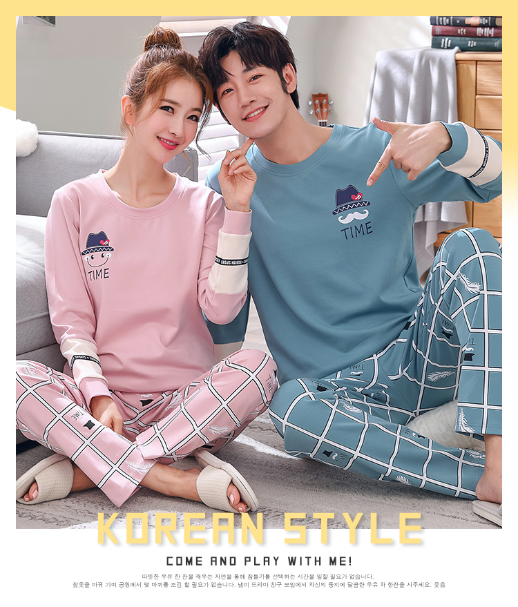 Đặc biệt hàng ngày những người yêu thích mùa xuân và mùa thu mùa đông đồ lót nữ dài tay cotton nam quần cotton hoạt hình bộ đồ ngủ áo đôi đẹp giá rẻ