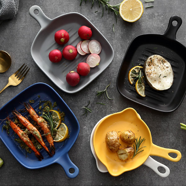 Nordic Ceramic Pan Dinner Plate Oven Pan Baking Dish Grill Pan Baking Pan Deep Pan Flat Pan Dining Room Tableware Home