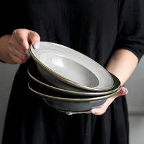Nordic light and luxurious household minimalist ceramic dishes straw hat tray Western dining tray Noodle Dish tray Dish Dish tray Dish Pan Meal Pan