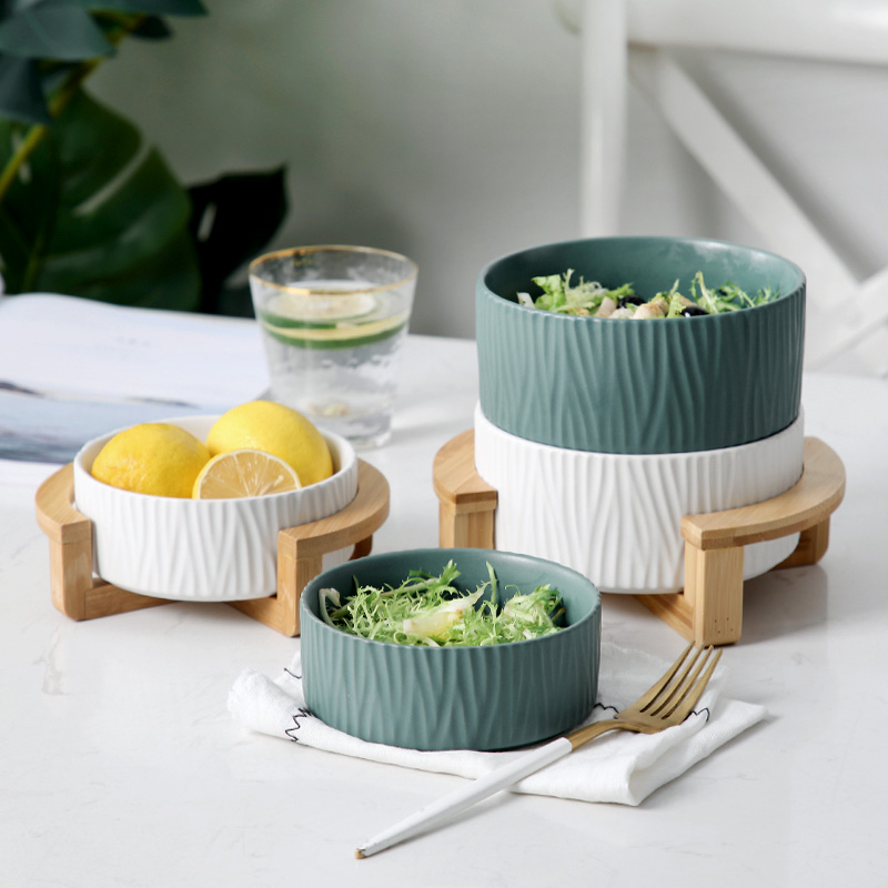 Nordic tree pattern creative salad bowl instant noodle bowl soup bowl fruit dessert bowl household ceramic tableware size set