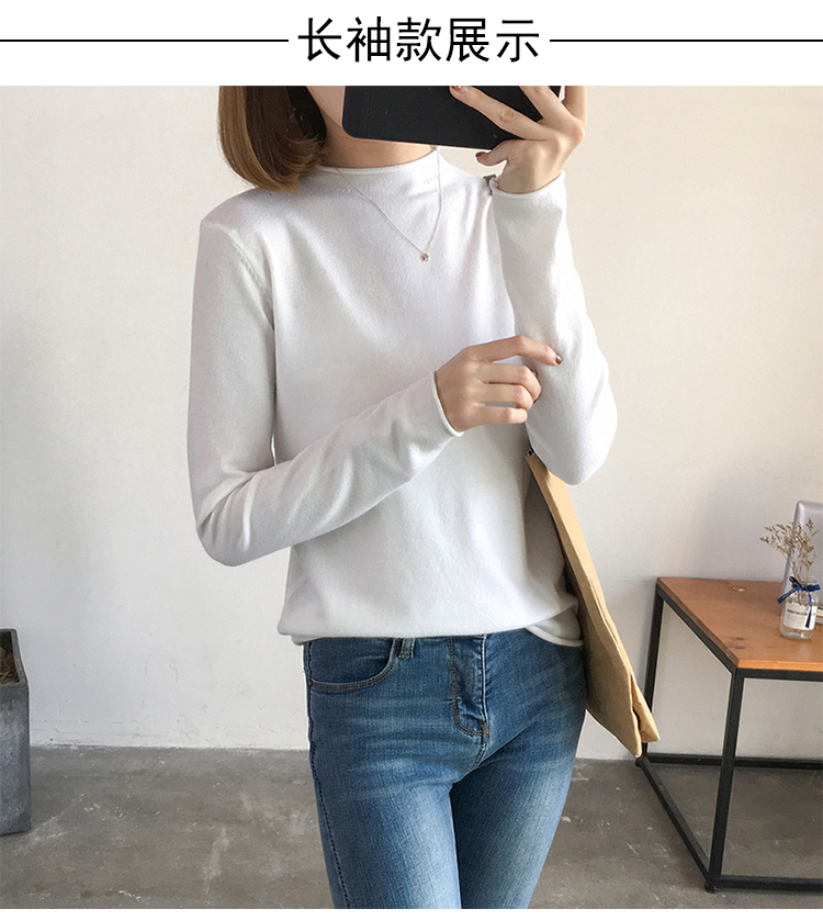 Áo len cổ lọ cao 5 điểm tay áo len mùa thu đông cho nữ phiên bản Hàn Quốc của áo len màu kẹo tay áo chạm đáy phần mỏng thiết kế thời trang nữ