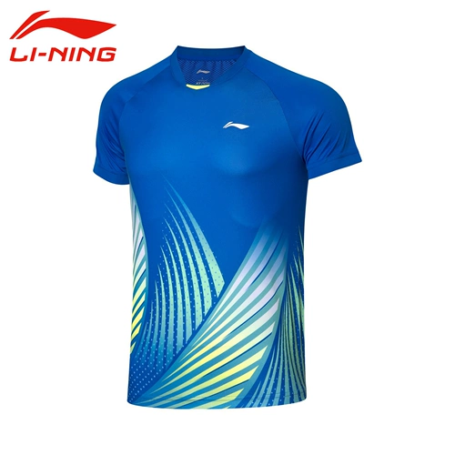Li Ning, быстросохнущая летняя комфортная форма для бадминтона подходит для мужчин и женщин, спортивный костюм, короткий рукав