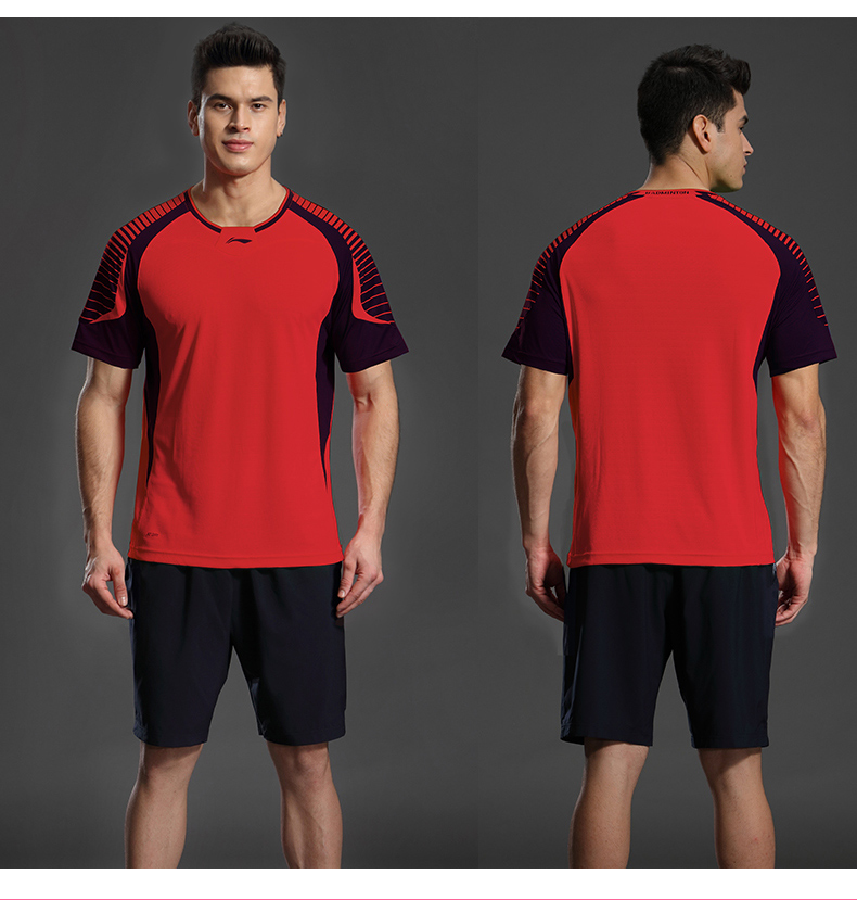 Li Ning cầu lông mặc của nam giới thể thao đích thực văn hóa áo sơ mi nhanh chóng làm khô thoáng khí mồ hôi thấm ngắn tay T-Shirt áo mùa hè quần áo đánh cầu lông nam