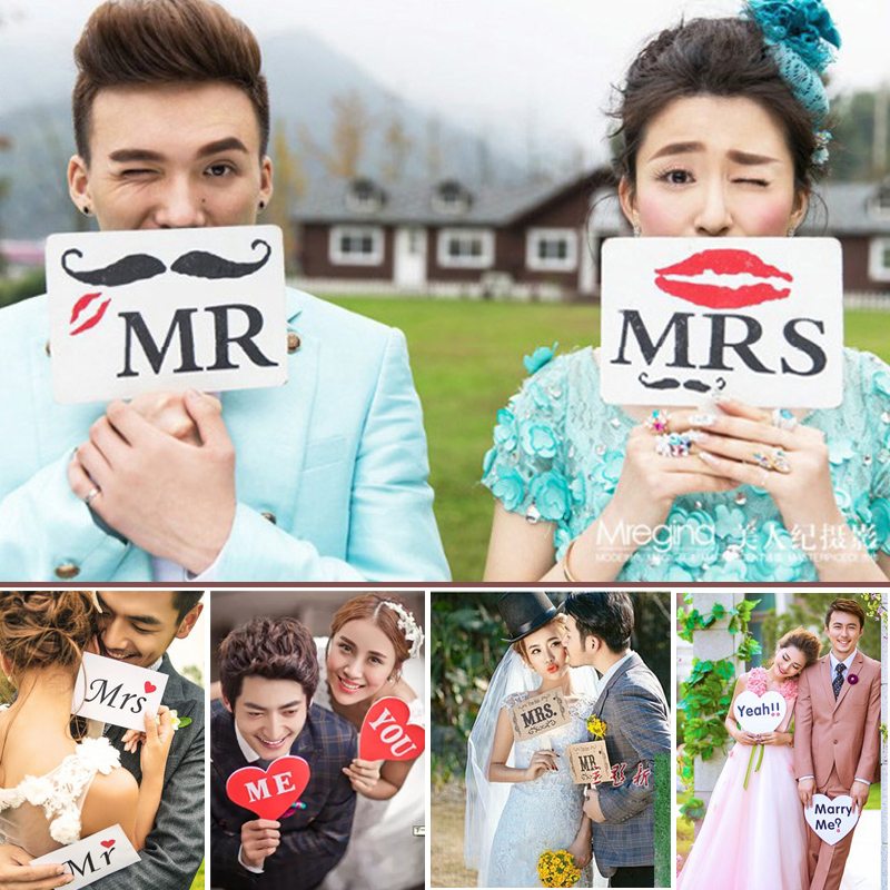 New wedding photo Photographic Props Han Style Letter Hands with board photo gallery Exterior View Photo Gallery Shooting for a True Little Fresh