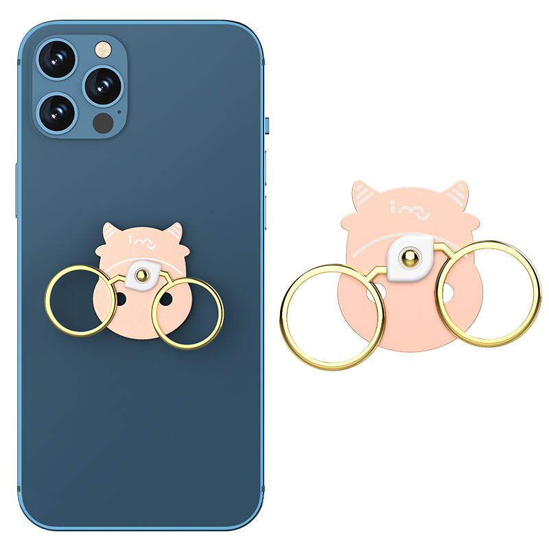I-Mu phantom iphone12 7plus8 mobile phone flat bracket buckle type male and female universal metal ring buckle double-face Desktop Adhesive Xiaomi xs mas creative slob