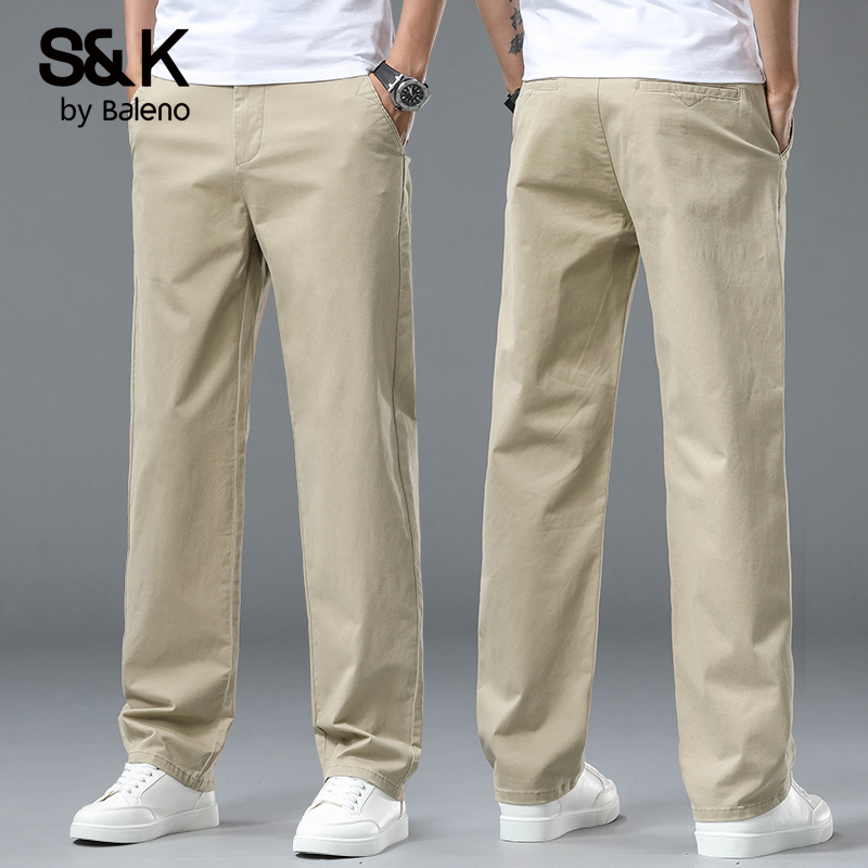 Baleno Men's Khaki Cotton Casual Pants, Summer Thin Loose Straight-Leg Business Dress Pants Baleno Men's Khaki Cotton Casual Pants, Summer Thin Loose Straight-Leg Business Dress Pants