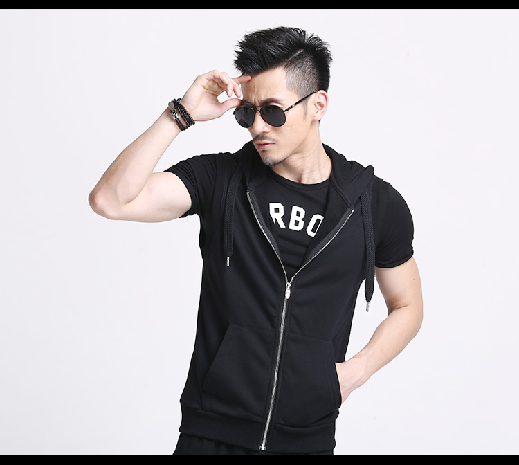 Mùa thu thể thao vest nam trùm đầu áo khoác không tay mồ hôi vest khóa kéo thể dục XL mỏng vest vest áo 3 lỗ nam